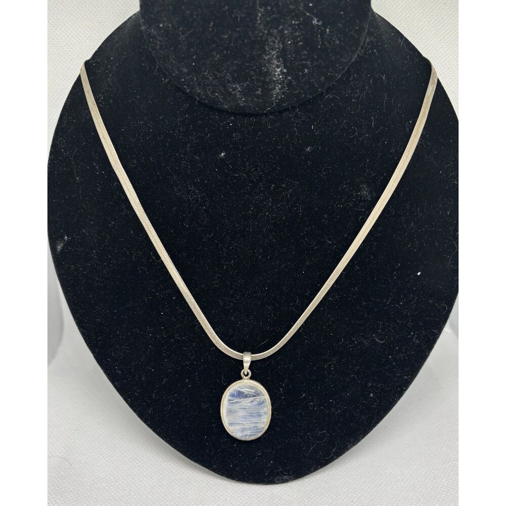 Rainbow Moonstone on sterling chain